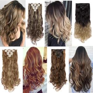 BENEHAIR Зажим для наращивания волос Длинные волнистые волосы для наращивания Синтетические заколки на волосы Зажимы для волос Красный Розовый Синий Фиолетовый Волосы Ложные накладные волосы