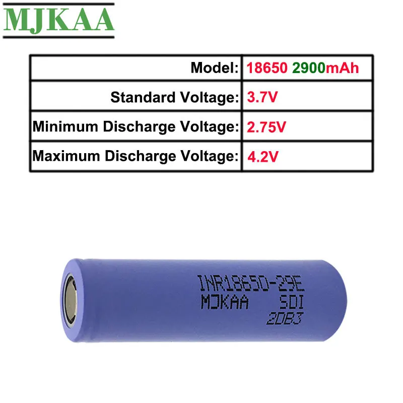 MJKAA 4 шт. 18650 INR18650 29E 2900 мАч 10A 3 7 в литиевая аккумуляторная батарея с плоским верхом