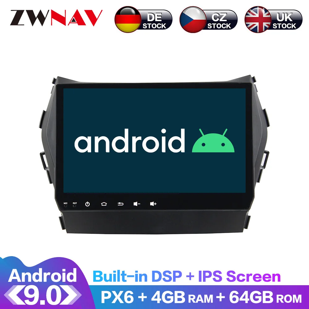 Android 9 IPS экран PX6 DSP для Hyundai IX45 Santa fe 2013 2017 автомобильный без DVD GPS мультимедийный