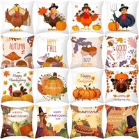 thanksgiving pillow cover cartoon animals color turkey autumn maple leaf throw pillowcase farm home decor pillow cushion cover