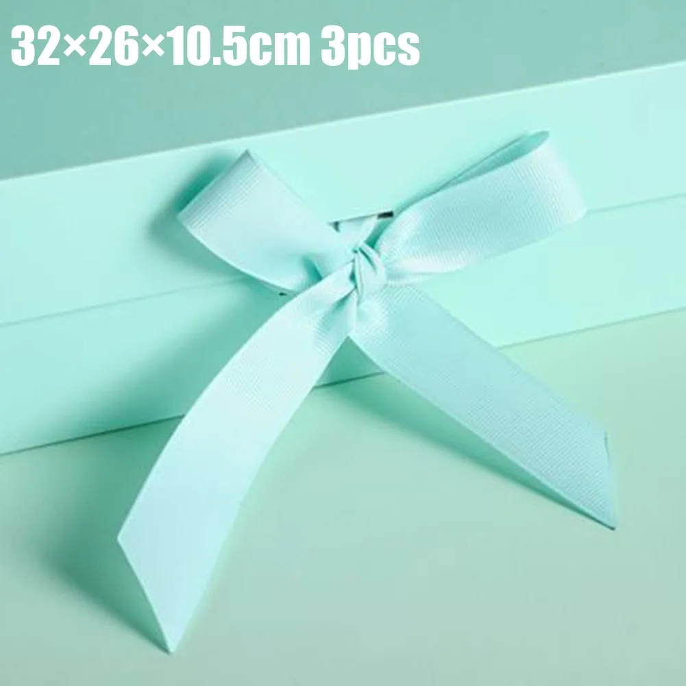 

New DIY High Quality Rigid Thick Gift Box With Ribbon Kraft Boxes Wedding Favor Baby Shower Party Gift Box Bow Gift Box Hot