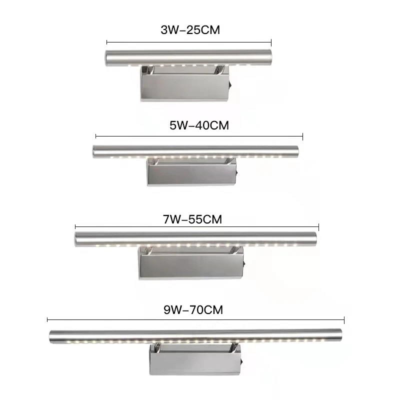 

LED Wall light Bathroom Mirror warm white /white washroon wall Lamp fixtures Aluminum boby & Stainless Steel