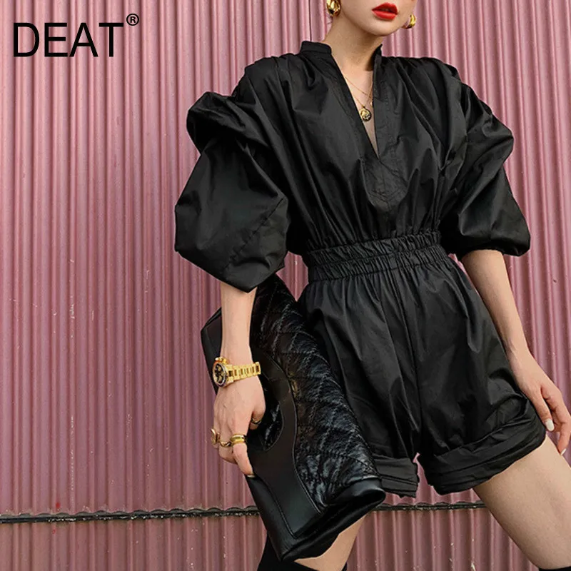 Женское облегающее платье футляр DEAT Осеннее черное с V образным вырезом длинным