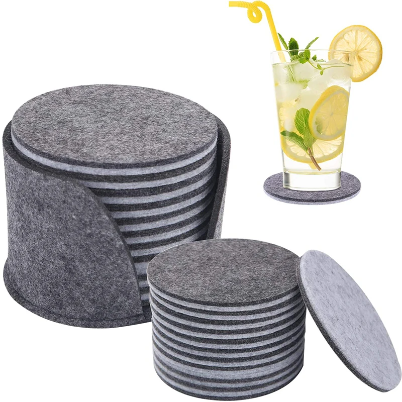 

10Pcs 10cm Round Felt Coaster Kitchen Dining Table Protector Pad Heat Resistant Cup Mat Grey Coffee Tea Hot Drink Mug Placemat