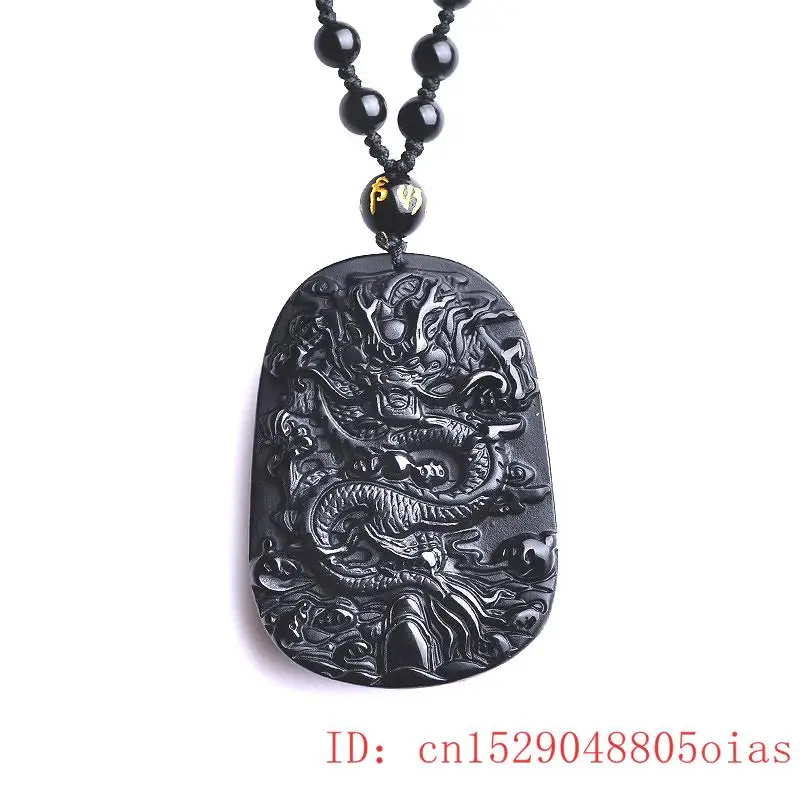 Ожерелье с бусинами из натурального черного обсидиана ручная работа кулон в виде