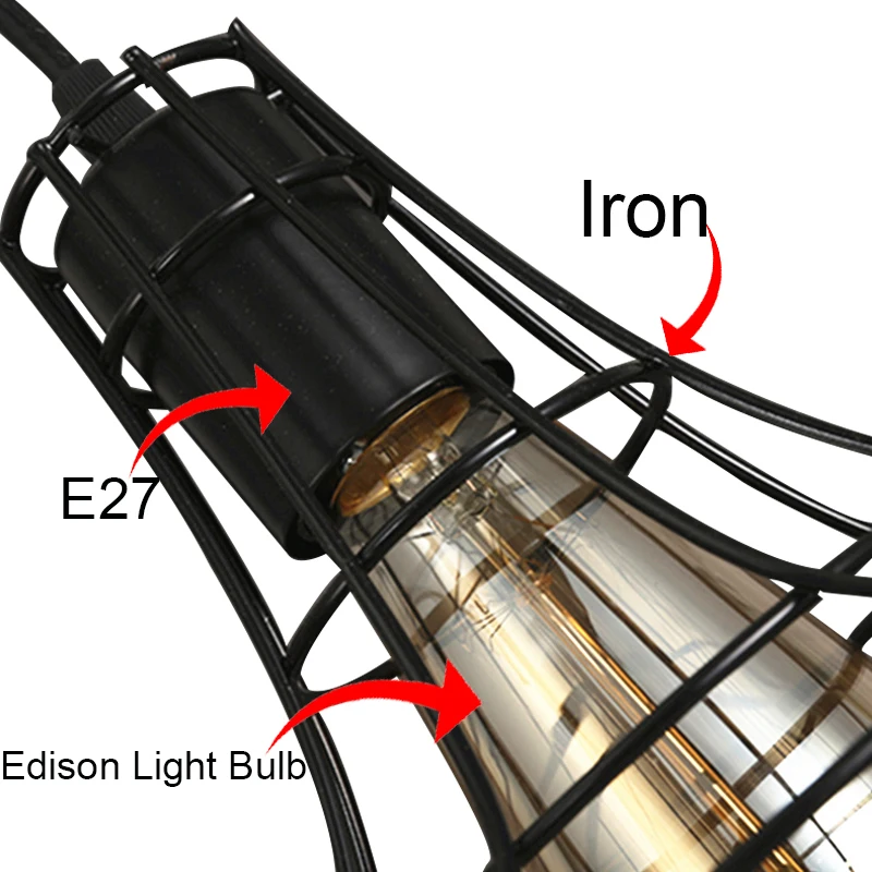 American Rural LED Peandant Lights Retro Industrial Wind Iron Hanging Lamp For Window Clothing Shop Bedroom Living Room Decor | Освещение