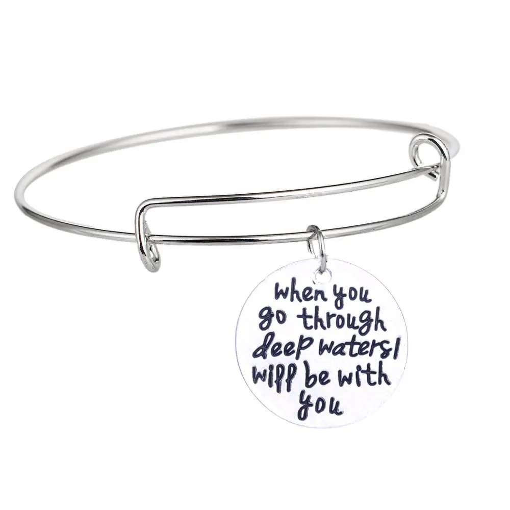 

Вдохновляющие браслеты, 12 шт., когда вы проходите через глубокую воду, я буду с вами, очаровательный кулон, браслеты для женщин и мужчин, лучш...