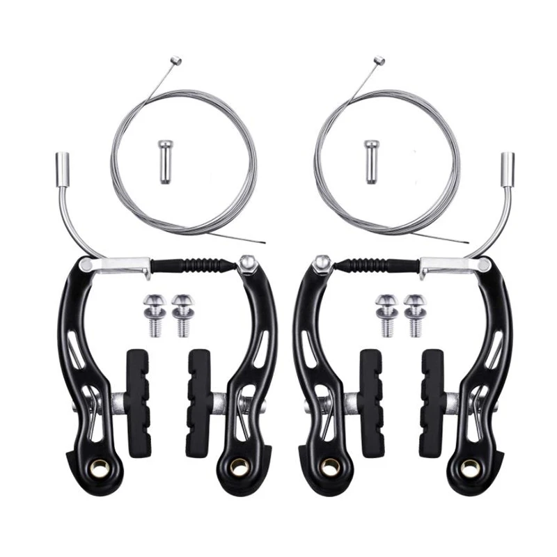 

2 Pairs Bike Brakes Set Bike Brakes Mountain Bike Replacement for Most Bicycle and 2 Mountain Bike Brake Cables,End Caps