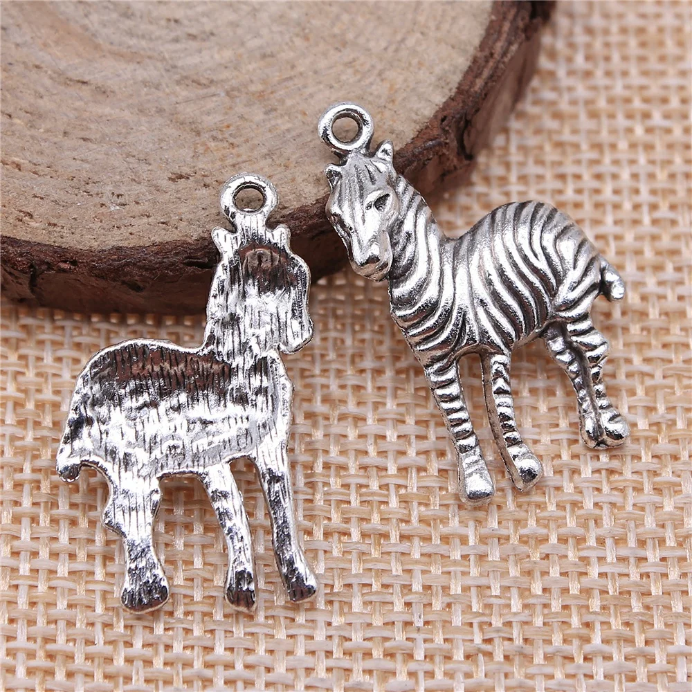 

Charms For Earrings 10pcs 30x17mm Antique Silver Color Zebra Charms