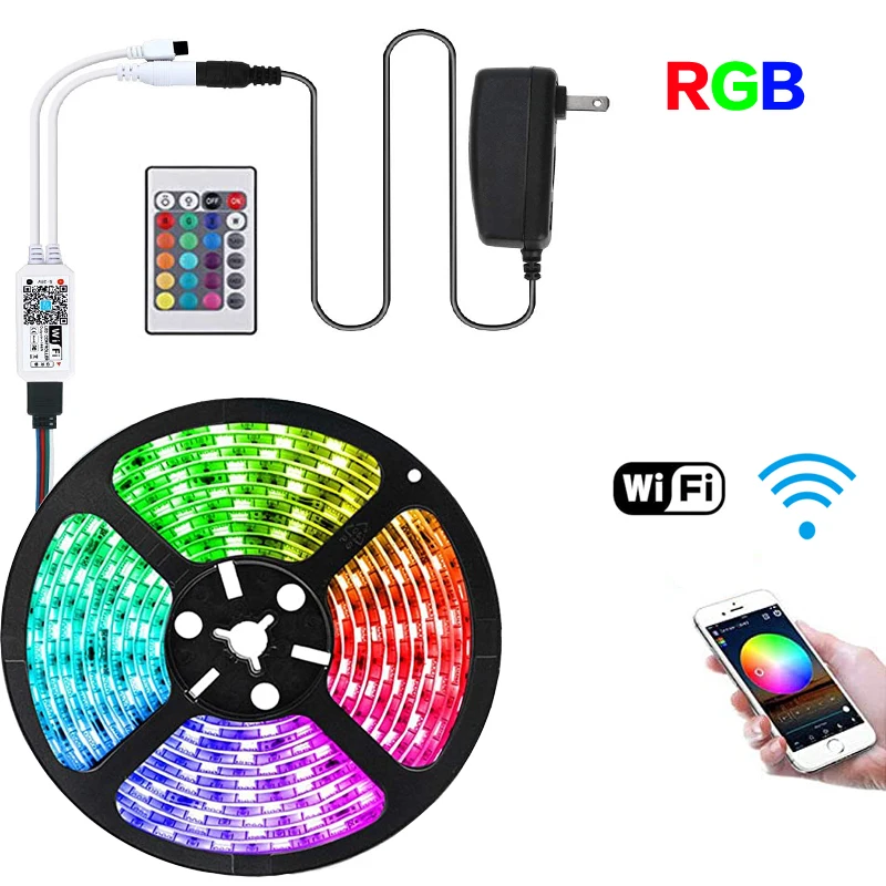 Светодиодная RGB лента SMD 5050 12 В постоянного тока 5 м 10 15 20 водонепроницаемая