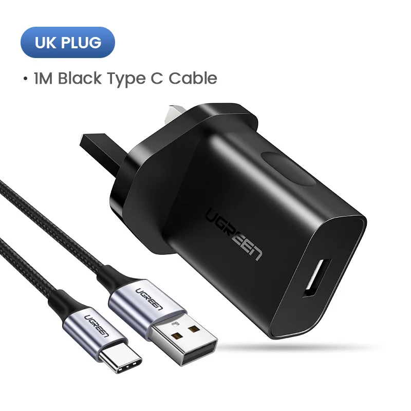add 1M Type C Cable Ugreen Quick Charge 3,0 QC 18 W/US/UK USB Зарядное устройство QC3.0 быстро Зарядное устройство для samsung s10 Xiaomi iPhone huawei мобильного телефона Зарядное устройство - Тип штекера: add 1M Type C Cable