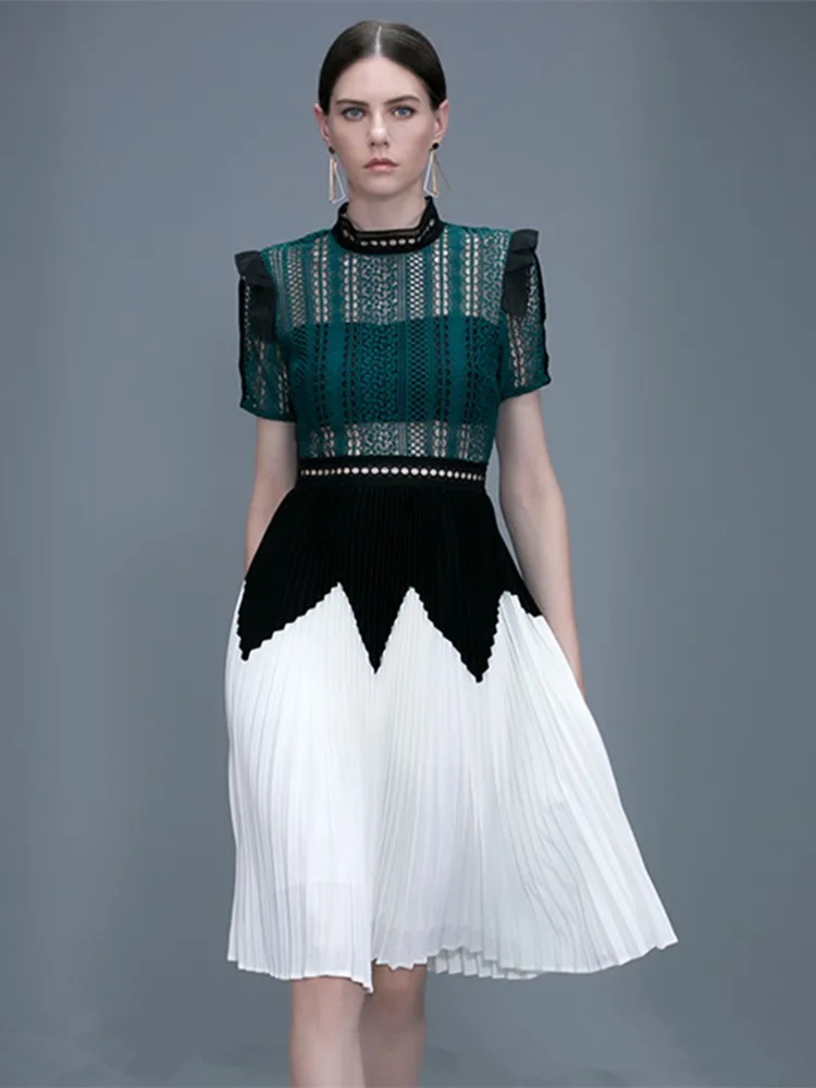 Женское Плиссированное шифоновое платье с коротким рукавом VERHELLEN элегантное