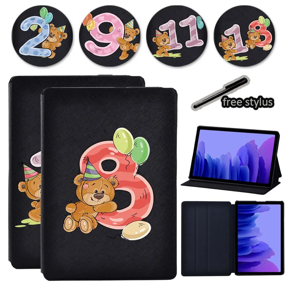 

For Samsung Galaxy Tab A7 10.4 SM-T500 Flip Tablet Case - for Samsung Galaxy Tab A7 10.4 SM-T505 Bear Number Leahter Cover Case