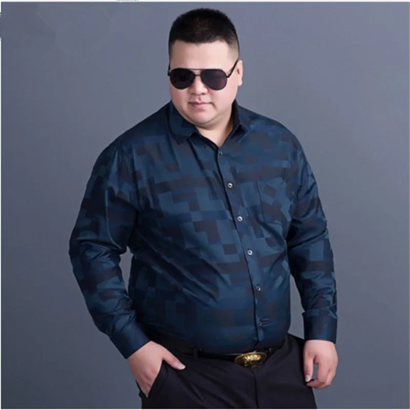 

size 9XL 8XL 7XL plus Spring New Brand Business Men's Slim Fit Dress Male Long sleeves Casual shirt camisa masculina