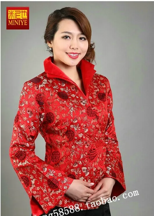 Женская атласная шелковая куртка черная в традиционном китайском стиле с