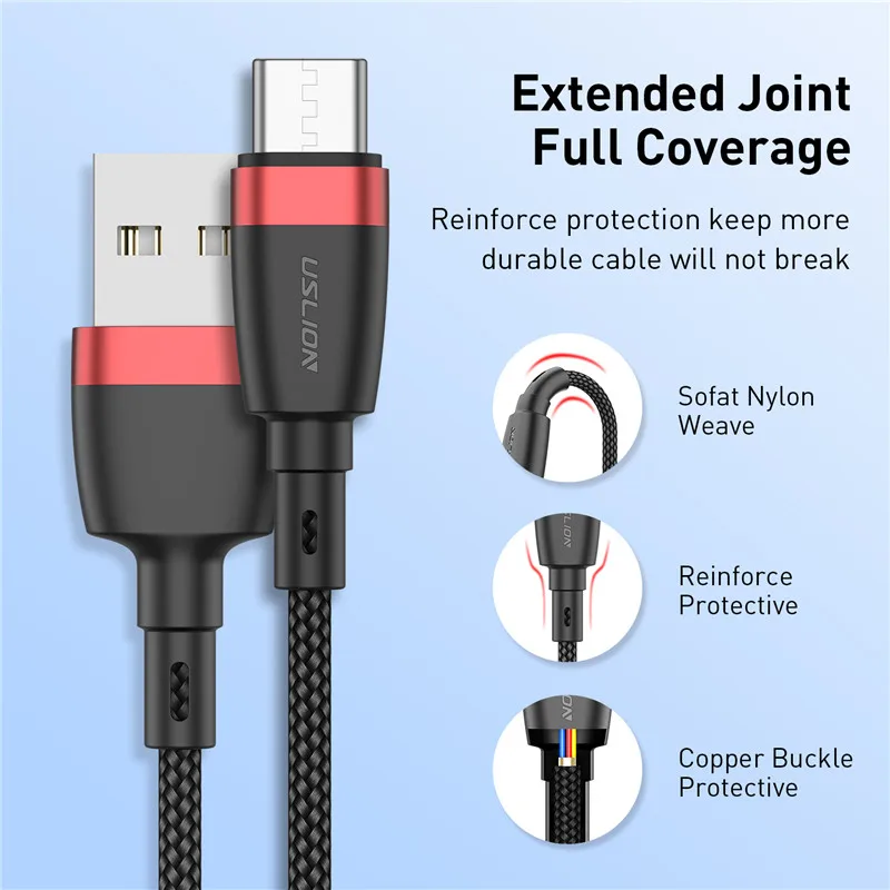 Usb кабель Uslion для Samsung и Xiaomi Type C 0.5 м 1 2 3 м|Кабели мобильных телефонов| |