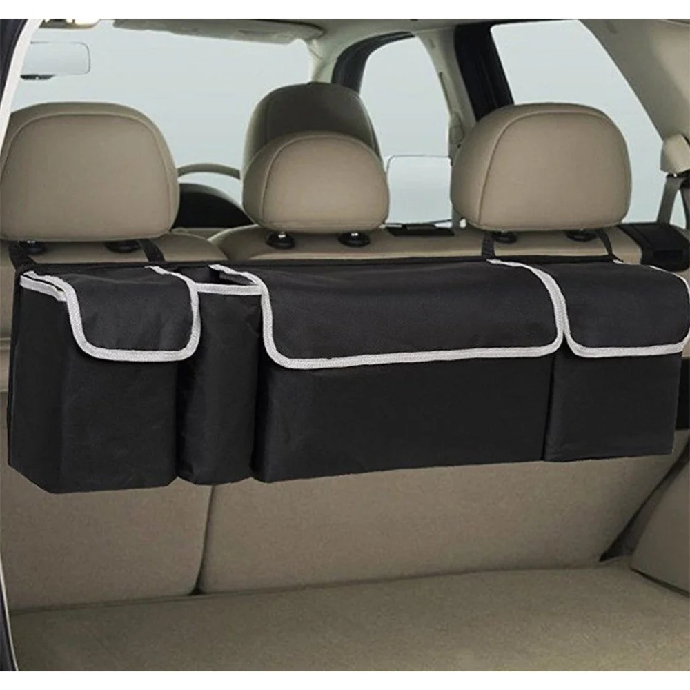 

Multipurpose Car Backseat Trunk Organizer Long Hanging Storage Bag Auto Interior Cargo Accessories (Black)