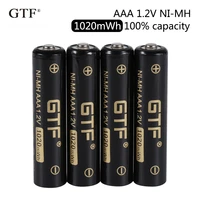 2020 new gtf 1 2v ni mh aaa battery 1020mwh 850mah 100 capacity rechargeable battery for camera flashlight