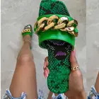 Сандалии женские с квадратным носком, босоножки из искусственной кожи, открытый носок, металлическая цепочка, карамельные цвета, зеленые, на лето