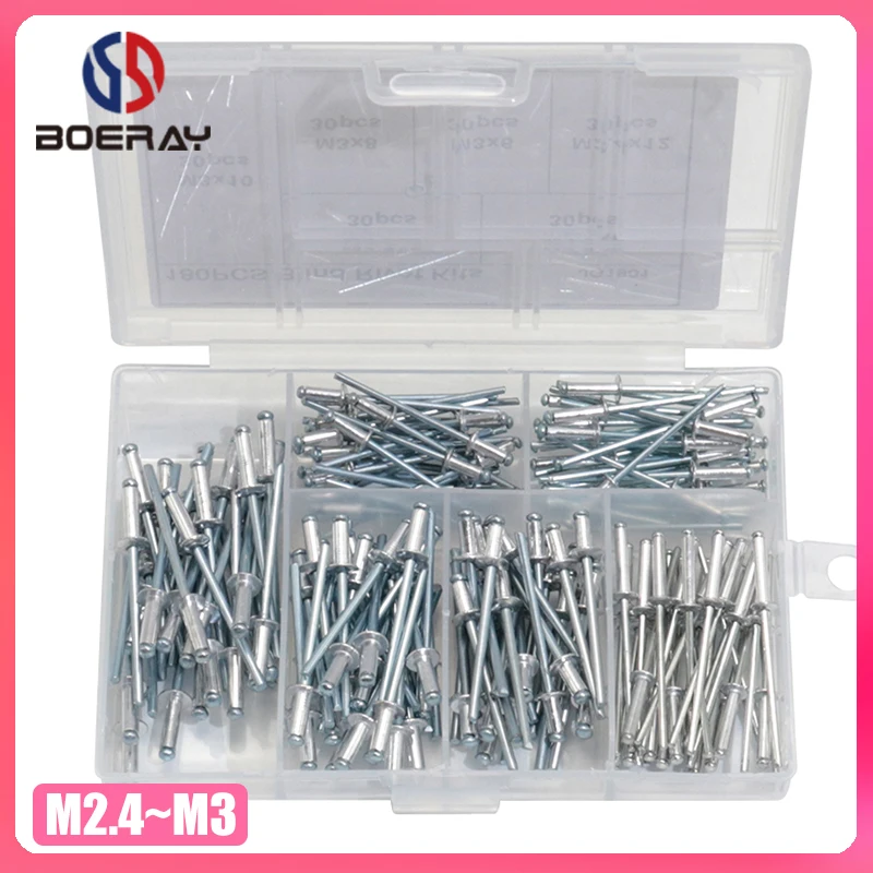 

180pcs Nail Decoration Aluminium Blind Rivet Pop Rivet kits