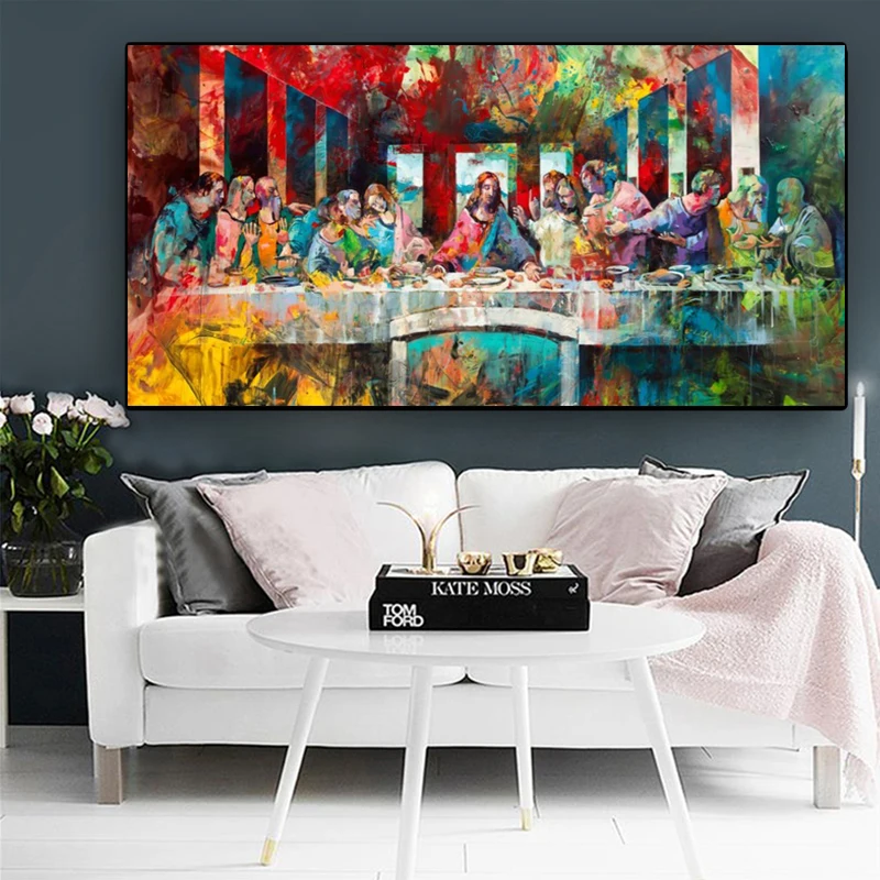

The Last Supper By Leonardo Da Vinci Canvas Paintings Wall Art Poster and Prints Famous Christ Wall Art Pictures for Living Room