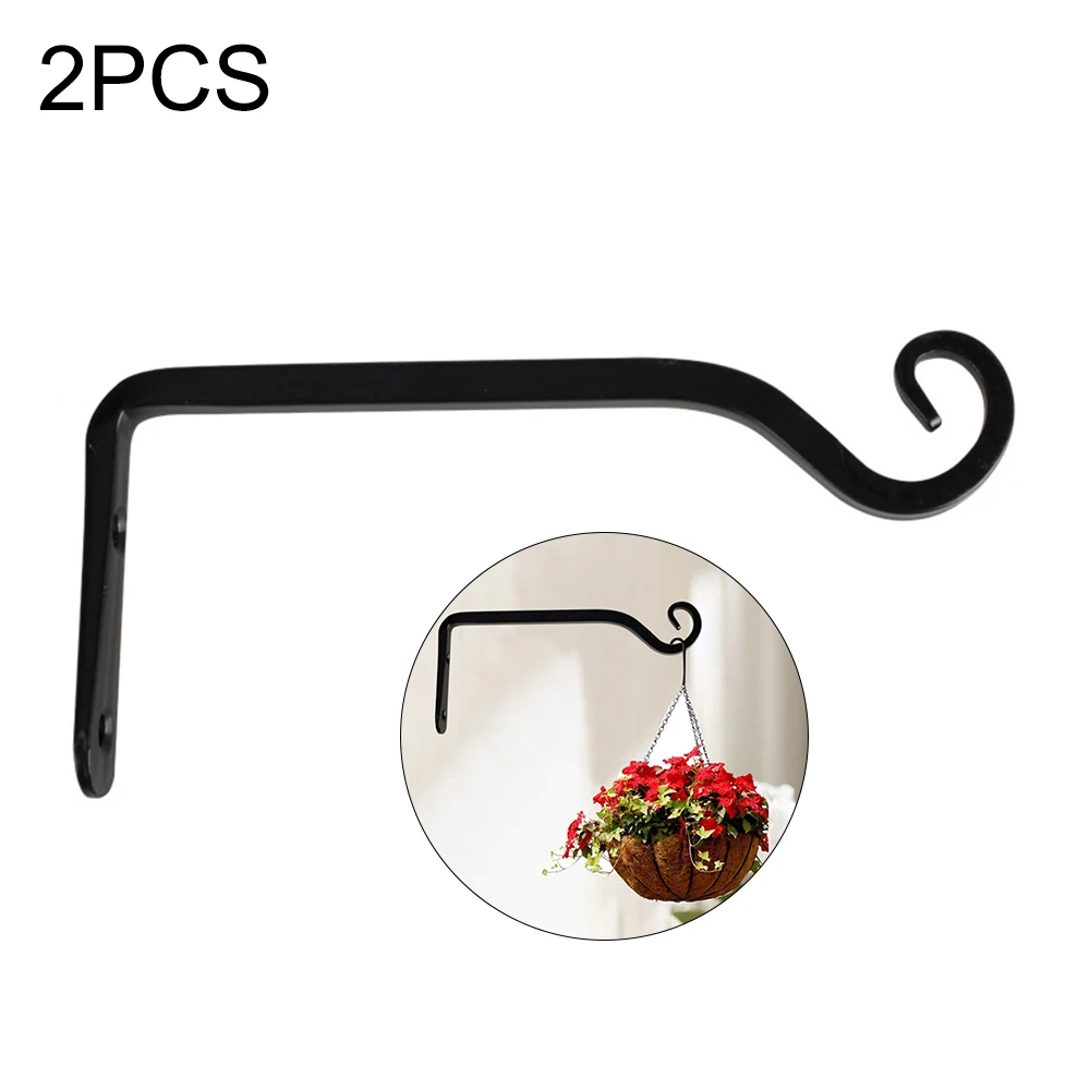 

2pcs Metal Hanging Basket Brackets Outdoor Garden Plant Hanger Hook Wall Decor Hanging Lanterns, Wall Flower Pots Hook