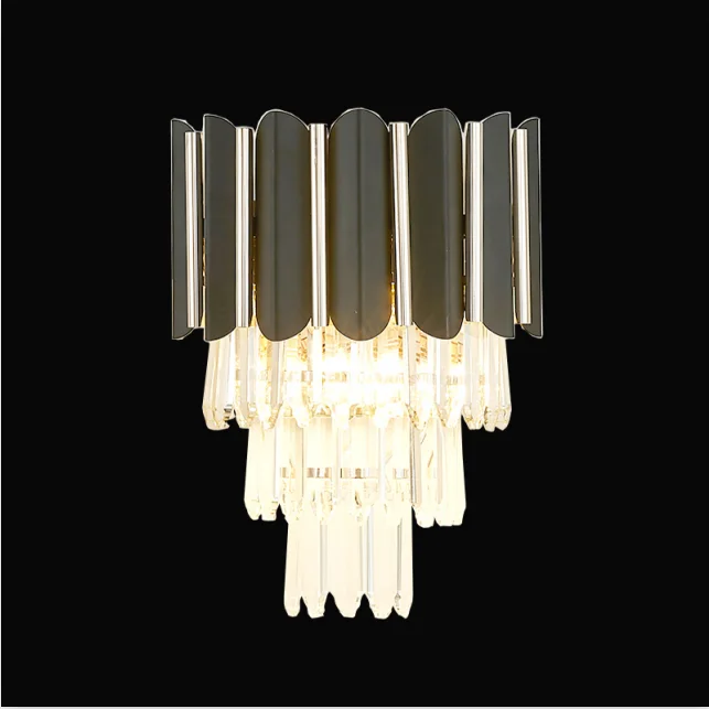 Beste Moderne Roestvrijstalen Kristallen Zwarte Ronde Ovale Glans Led Kroonluchter Verlichting Led Lamp Led Licht Voor Foyer