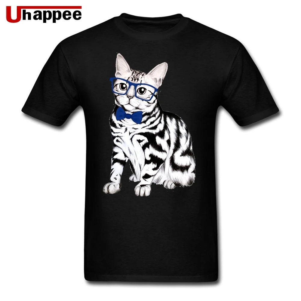 Синий лук американская короткошерстная кошка Футболка мужская 1980's рубашка Crew
