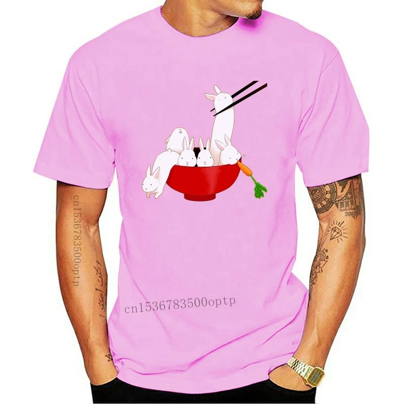 

New Kawaii Rabbit T-shirt Print For Men Grey Tshirt Brand 2021 Cotton T Shirts Japan Chic Tops Funny Cartoon Tees Easter Day Gif