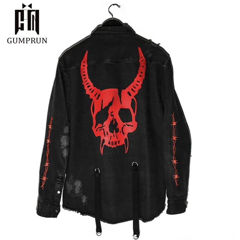 Джинсовая куртка черное пальто Повседневная Уличная одежда Harajuku винтажное