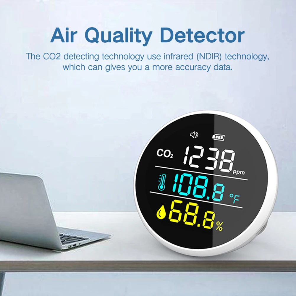 

400~5000ppm CO2 Tester Gas Analysis Temperature Humidity Detector Intelligent Home Air Quality Detector Tool Air Quality Monitor