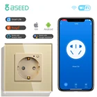 Двойная настенная розетка BSEED Smart, европейская розетка с двойным Wi-Fi, розетки с тройным кристаллом, стеклянные розетки с синей подсветкой, Tuya Smart Life