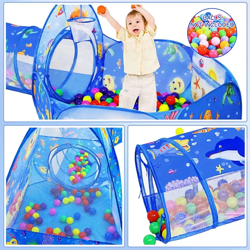 

Kids Ball Pits and Tent&Kids Tunnel,Playhouse Toy for Children Indoor/Outdoor Games,Best Gifts for 2 3 4 5 Years Old