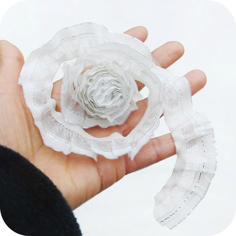 

HOT Gold Elastic Band Pleated Lace Ribbon DIY Dress Skirt Accessories Material Home Textile Sewing Pet Toy Clothes Decoration