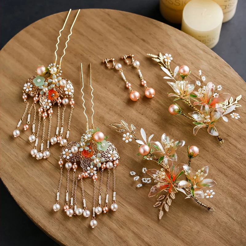 Романтичные блестящие Цветочные Шпильки NiuShuya для невесты прозрачные заколки