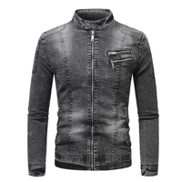 coats collar retro new mens motorcycle denim zippers stand jacket men cotton slim fit moto biker outerwear winter masculino