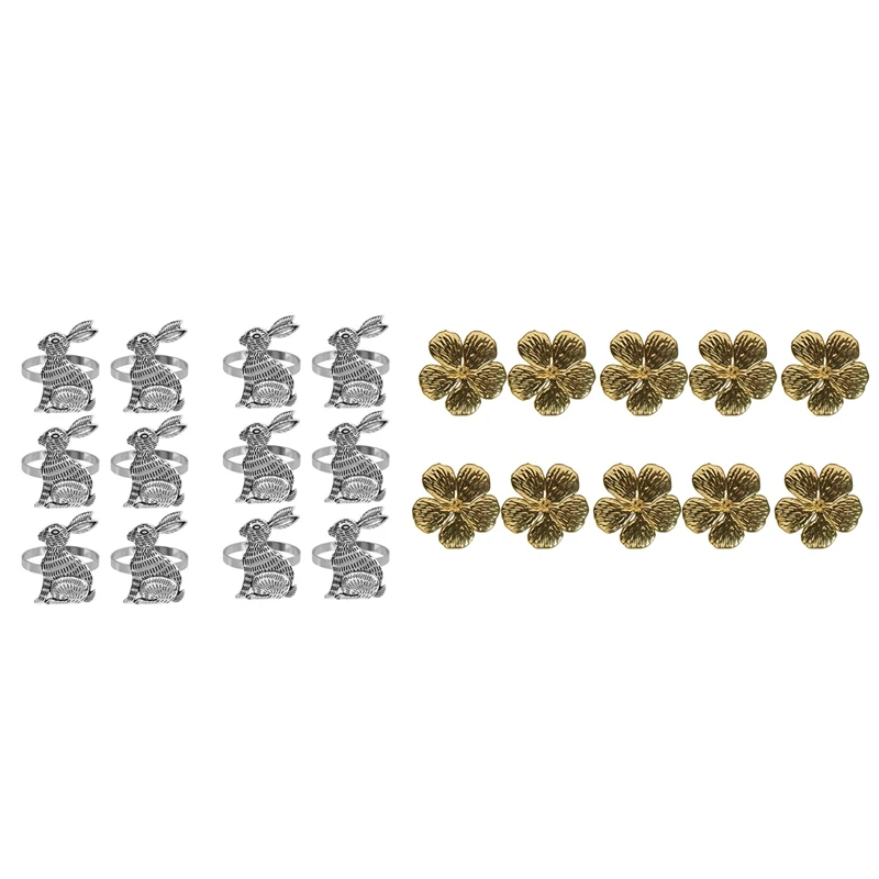 

HOT-22 Pcs Napkin Ring Napkin Ring Holder Table Decoration,Rabbit & Plum Flower
