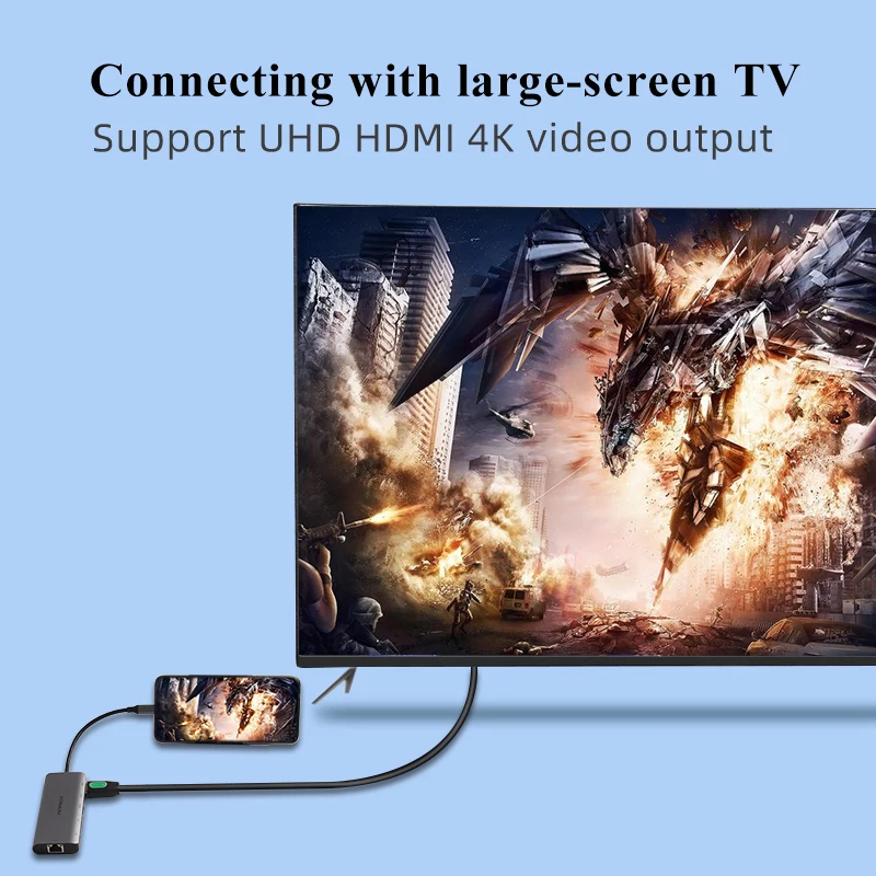 Anmck USB C концентратор к мульти HDMI 3 0 RJ45 Кардер ридер OTG адаптер разветвитель для MacBook