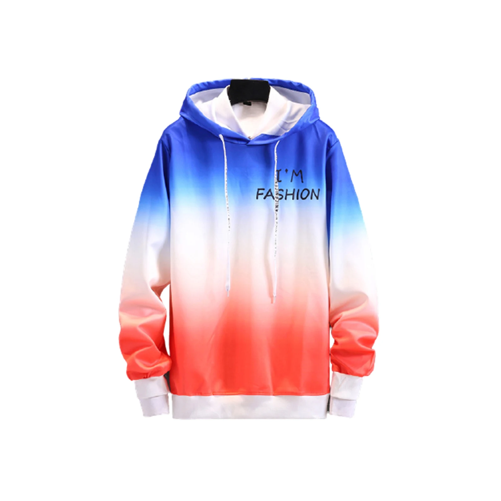 

Men Winter Long Sleeve O Neck Gradient Color Hoodie Thick Warm Sweatshirt Top