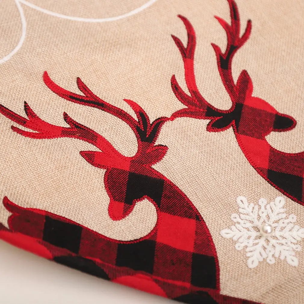 

Настольная дорожка с бахромой, Рождественская вышитая дизайнерская скатерть с оленями, Кухонное украшение для обеденного стола, прочная по...