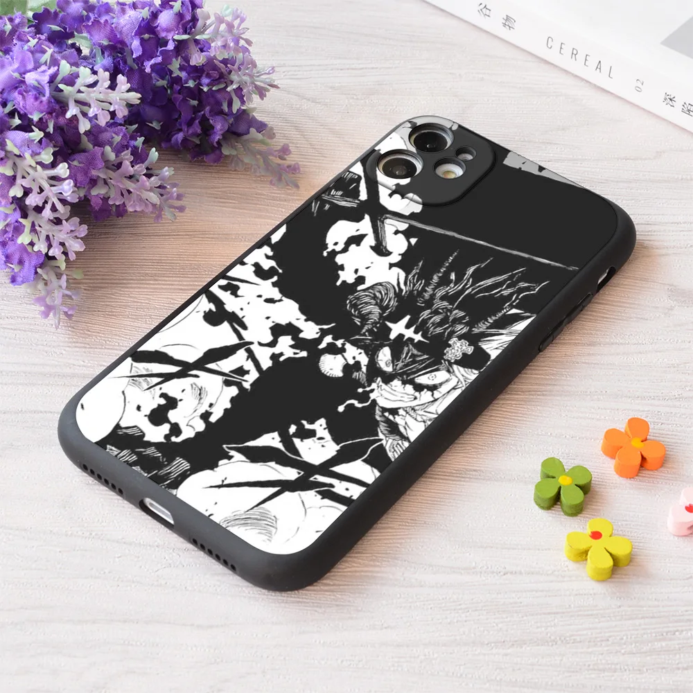 

For iPhone Black Asta's Rage Black Clover Print Soft Matt Apple Case