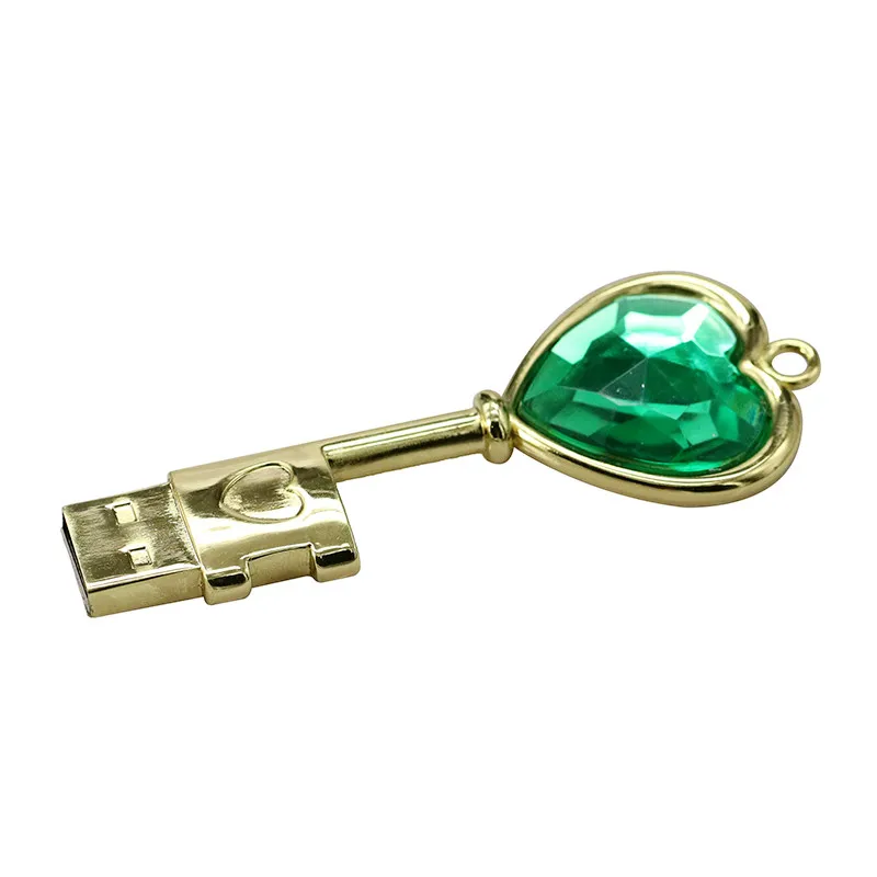 Сердце ключ USB флэш-накопитель ювелирные изделия Алмазный ключ ручка-накопитель 4G 8GB 16GB 64GB Флешка карта памяти Usb флешка водонепроницаемый металлический ключ