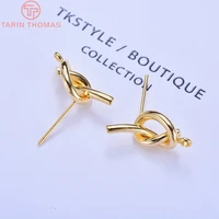 118 6pcs 17 5mm 24k gold color plated brass knot stud earrings high quality diy jewelry making findings