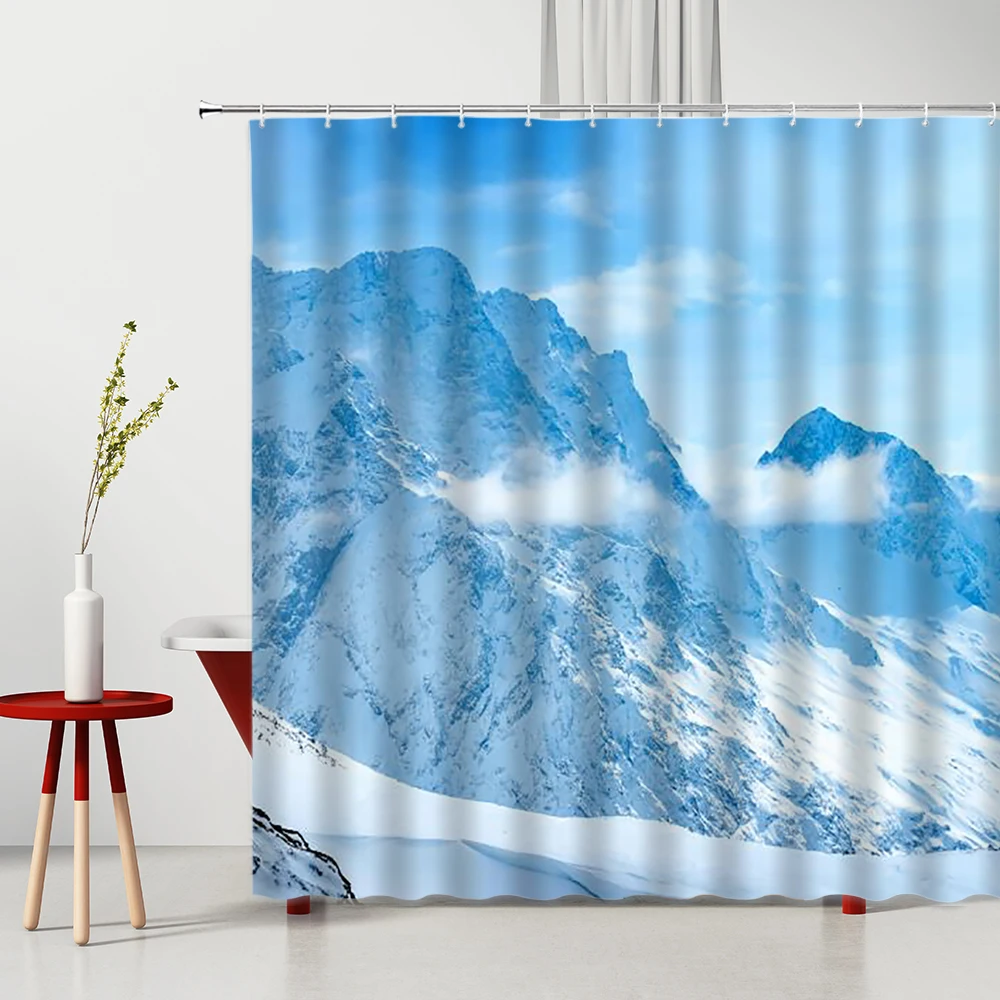 

3D Landscape Shower Curtain Mountain Water Forest Nature Scenery For Bathroom Curtains Printed Home Decor Supplies With Hooks