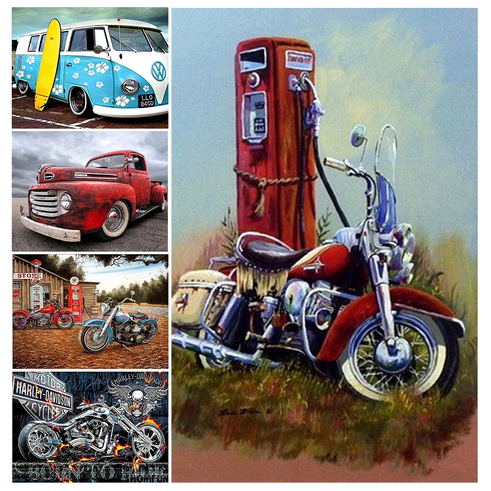 

Full Diamond 5D DIY Diamond Painting Cartoon Car Motorcycle Diamond Embroidery Cross Stitch Kit Mosaic Landscape Home Decoration