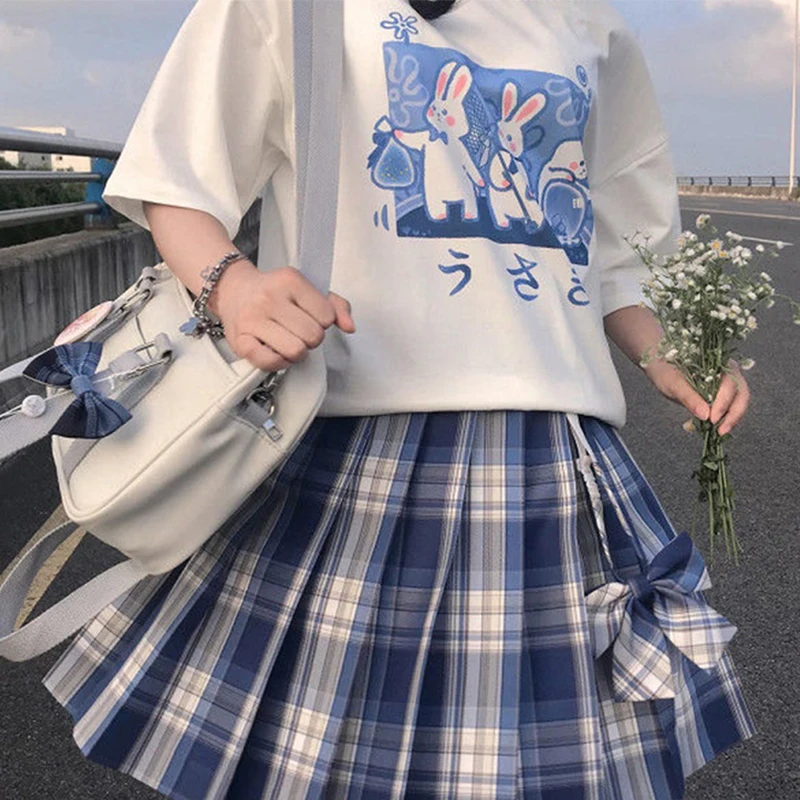 Aesthetic Camisas Mujer Harajuku T-Shirt Kawaii Cute bunny Print Summer Korean Streetwear Women chic casual  Tees Tops Clothing