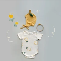newborn baby romper with cute hat toddler clothes floral summer baby boys jumpsuit cotton newborn girls sleepwear overalls