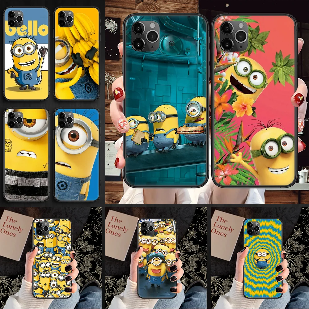 

Cartoon Minione Phone Case Cover Hull For iphone 5 5s se 2 6 6s 7 8 12 mini plus X XS XR 11 PRO MAX black fashion shell art