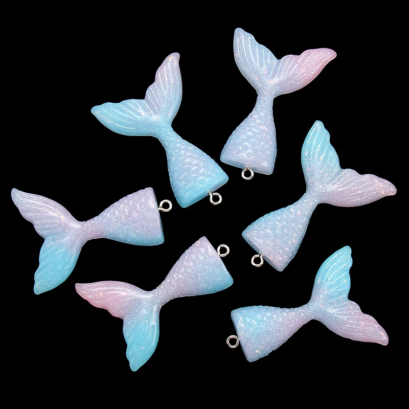 10 шт. Разноцветные Подвески из смолы с хвостом русалки ручной работы подвесные