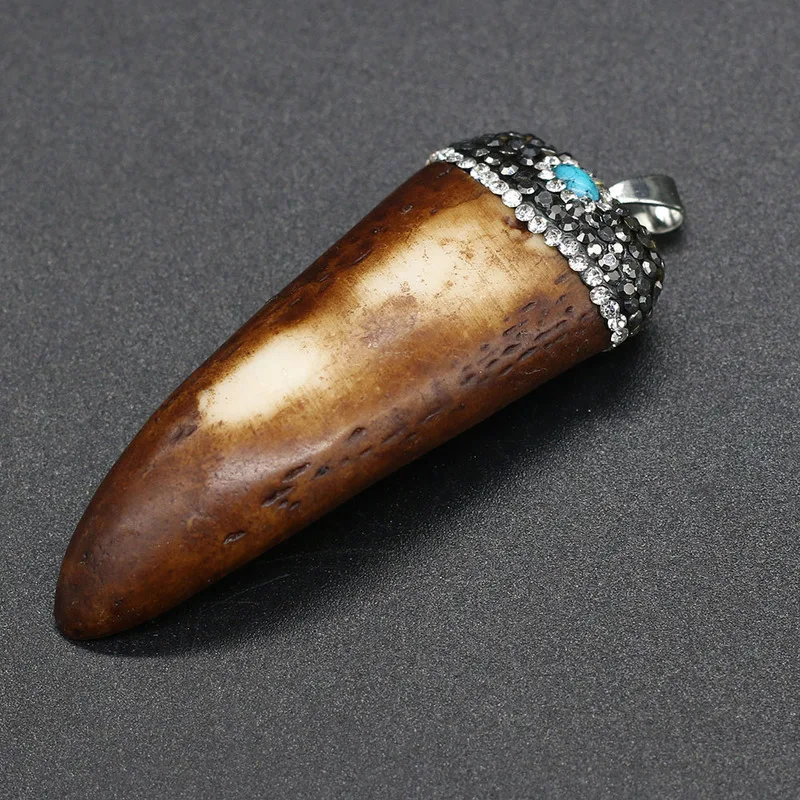 

New natural bone meal pendant horn-shaped faceted pendant necklace for DIY jewelry best birthday gift size 26x67mm